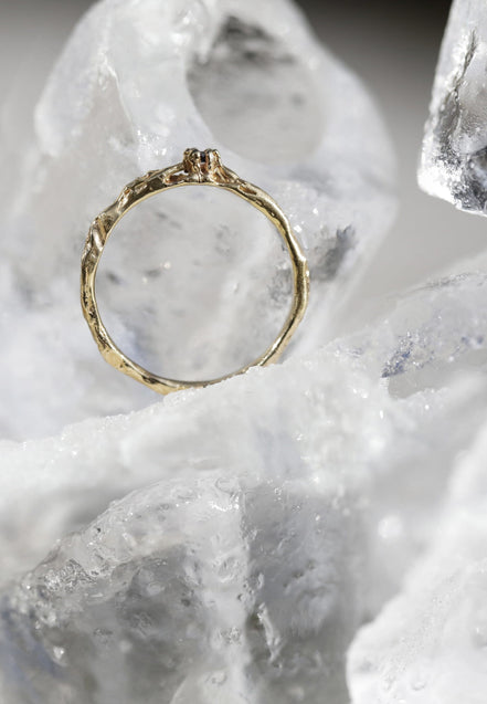 Gold ring 14:03. Yellow gold 585 with a black diamond.