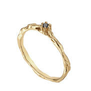 Gold ring 14:03. Yellow gold 585 with a black diamond.