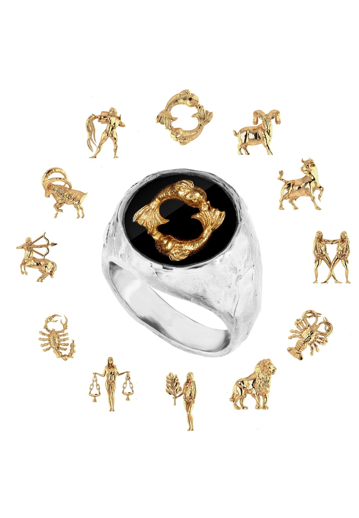 Srebrny sygnet z Twoim znakiem zodiaku No.2