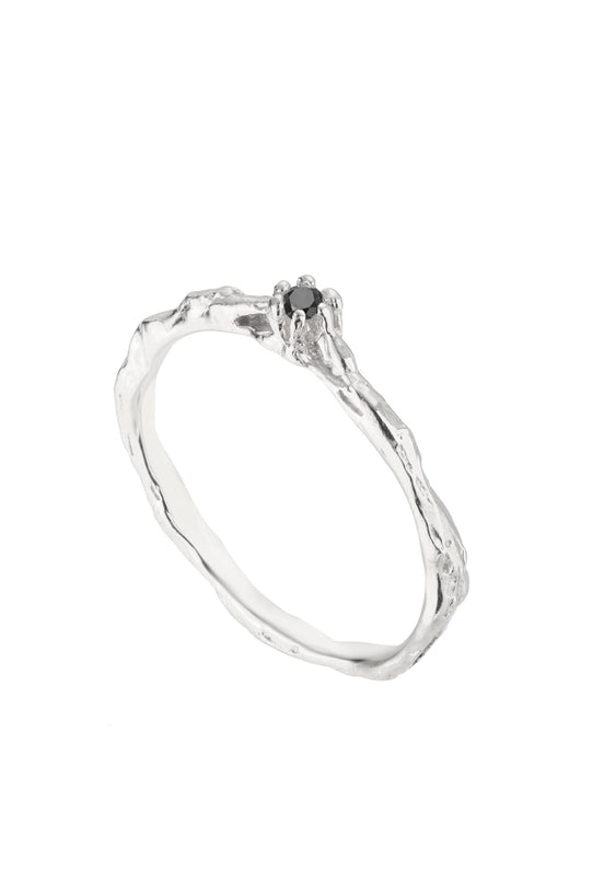 Gold ring 14:03 White gold 585 with black diamond