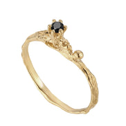 Gold ring 7:28. Yellow gold 585 with black diamond