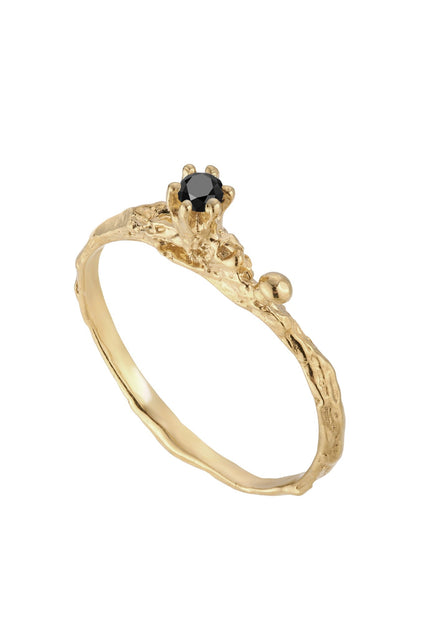 Gold ring 7:28. Yellow gold 585 with black diamond