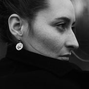 Silver earrings WOLVES medallion No.2
