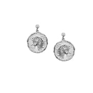Silver earrings WOLVES medallion No.2