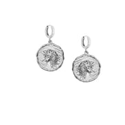 Silver earrings WOLVES medallion No.2