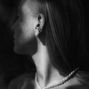 Silver ear cuff with pearl No.2