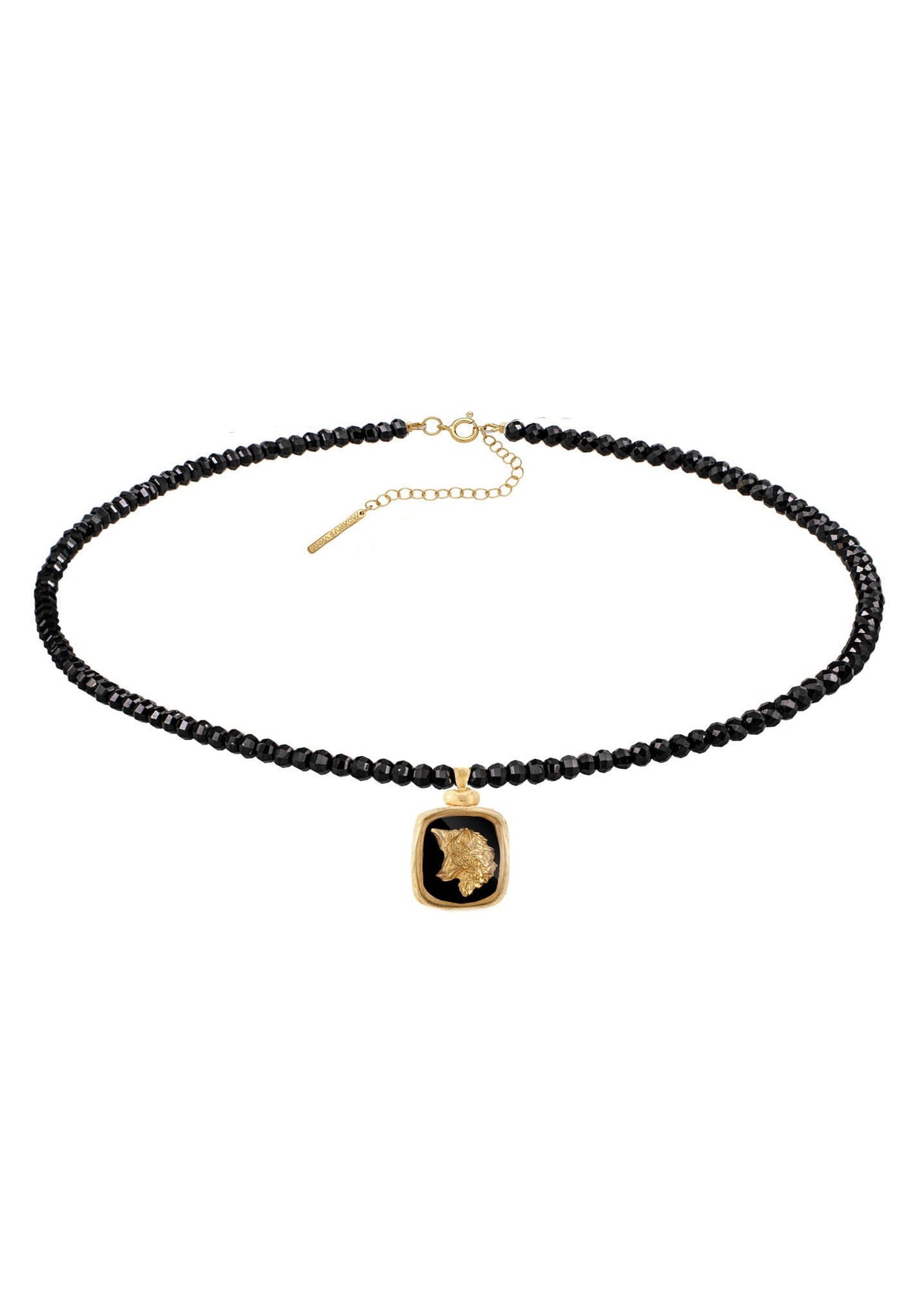 Silver necklace WOLF onyx