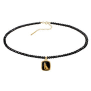 Silver necklace WOLF onyx