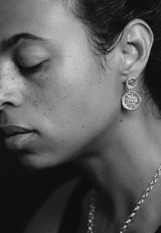 Silver earrings with your zodiac sign medallions No.2