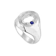Silver signet ring with sapphire No.2