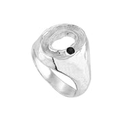 Silver signet ring with sapphire No.2