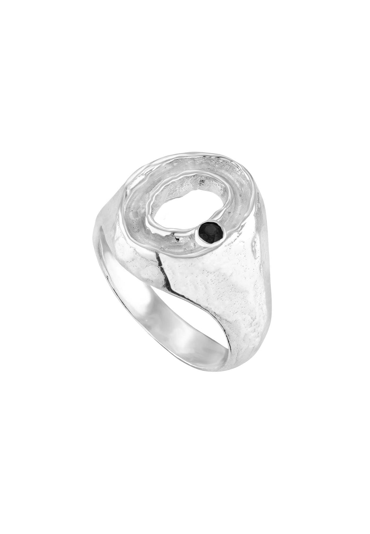 Silver signet ring with sapphire No.2