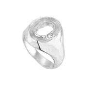 Silver signet ring with sapphire No.2