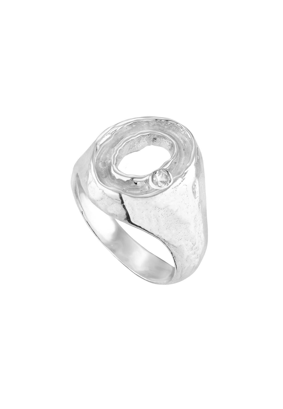 Silver signet ring with sapphire No.2