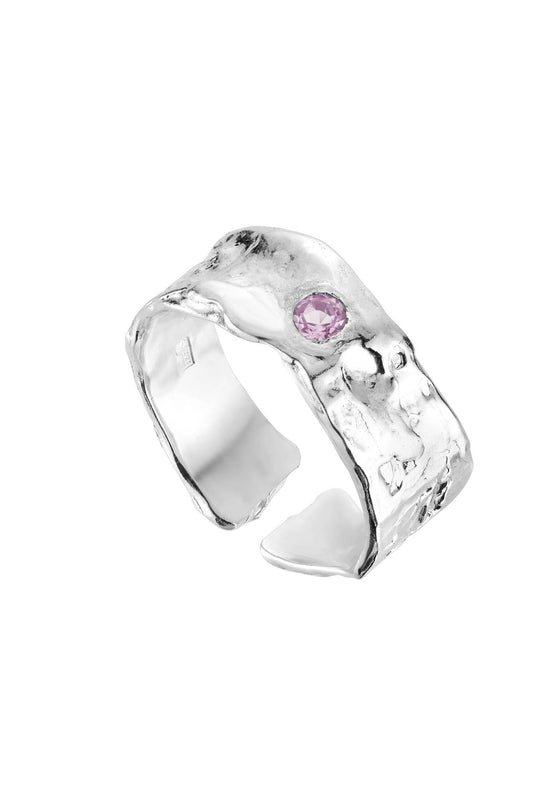Silver ring with a stone