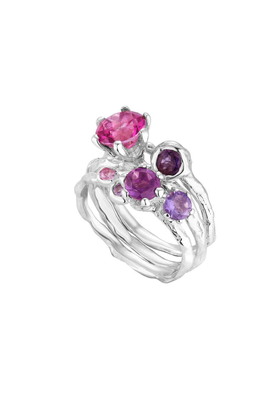 Silver ring with stones