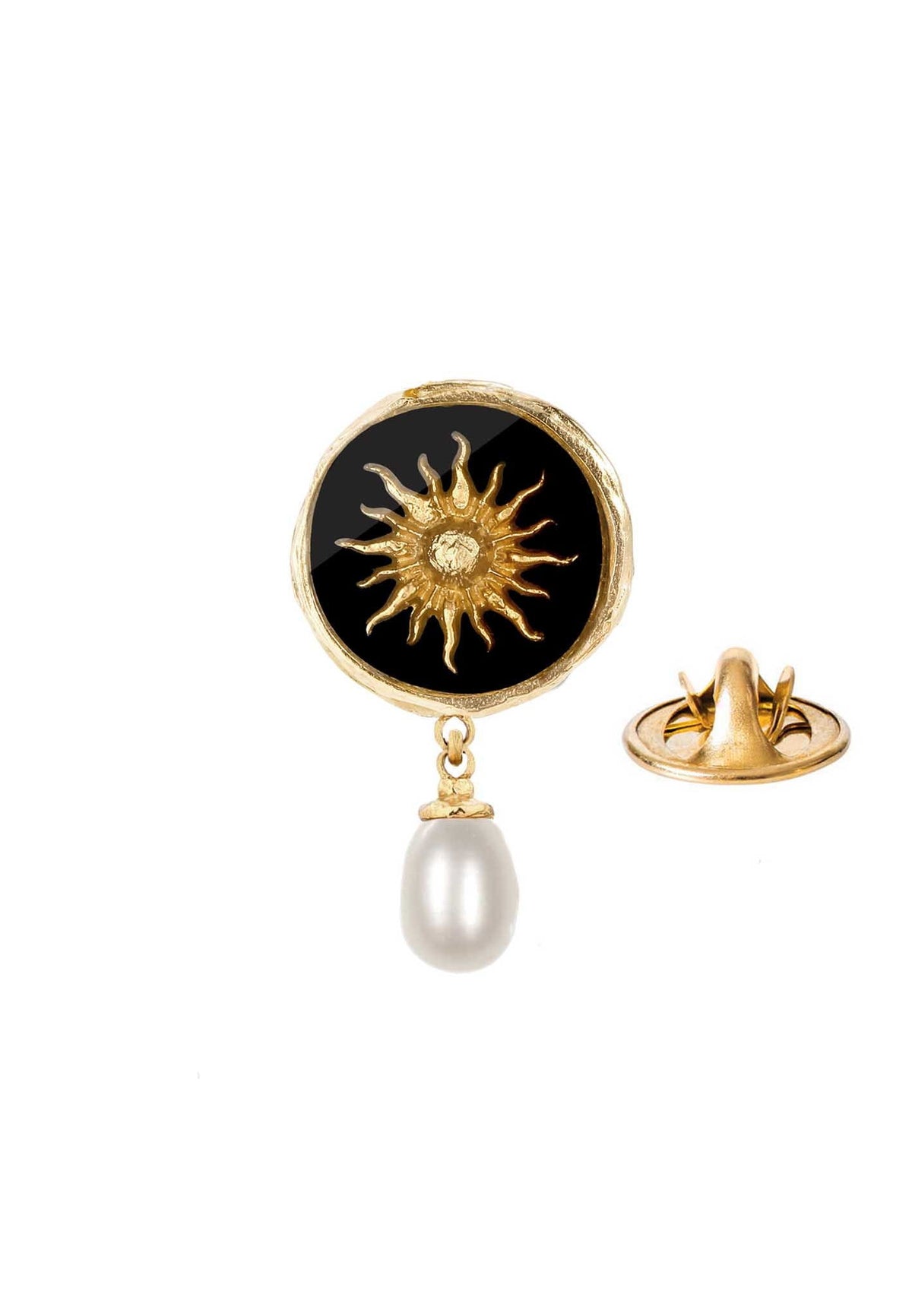Gilt sun pin with a pearl.