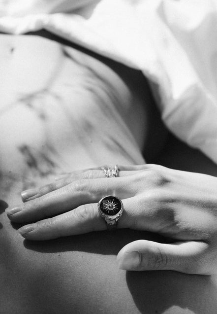 Silver signet ring SUN No.2