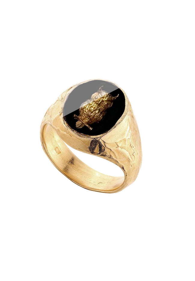 Silver signet ring with an owl No1