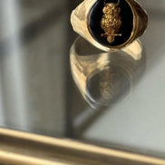 Silver signet ring with an owl No1