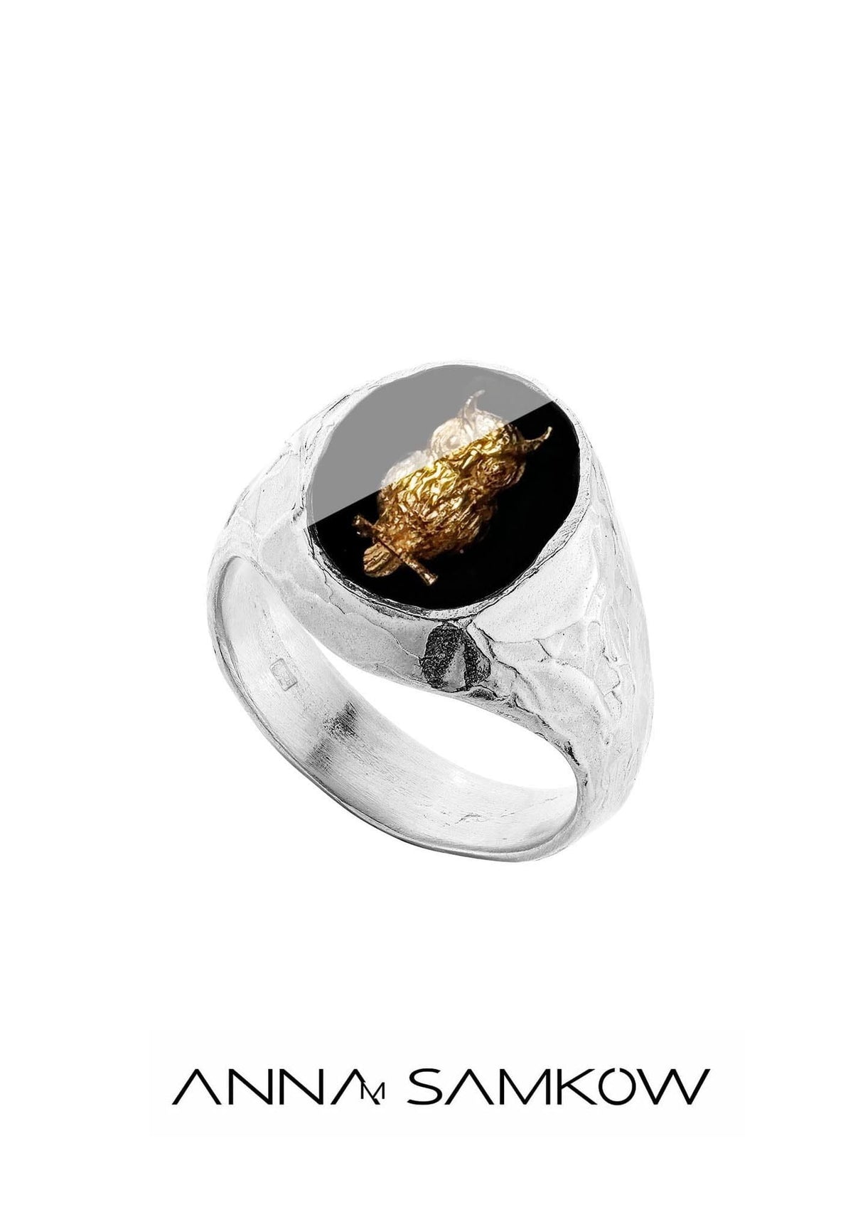 Silver signet ring with owl No 2.