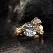 Gold ring Snake symbol of rebirth and healing. 14K gold.
