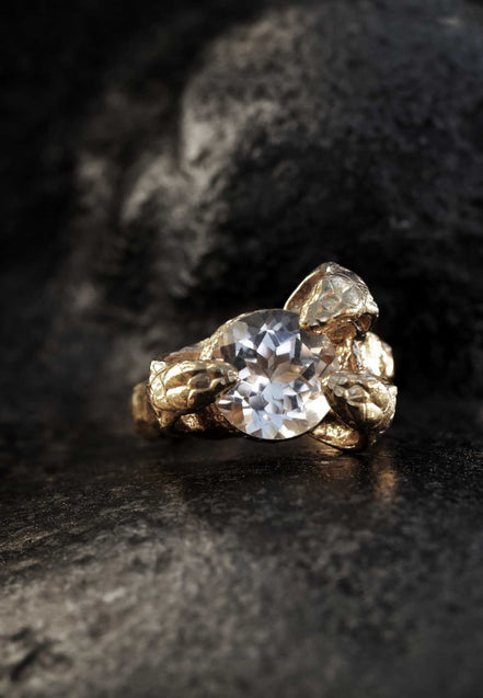 Gold ring Snake symbol of rebirth and healing. 14K gold.