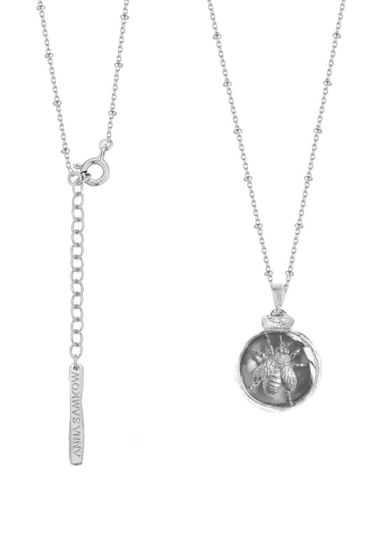 Silver bee necklace