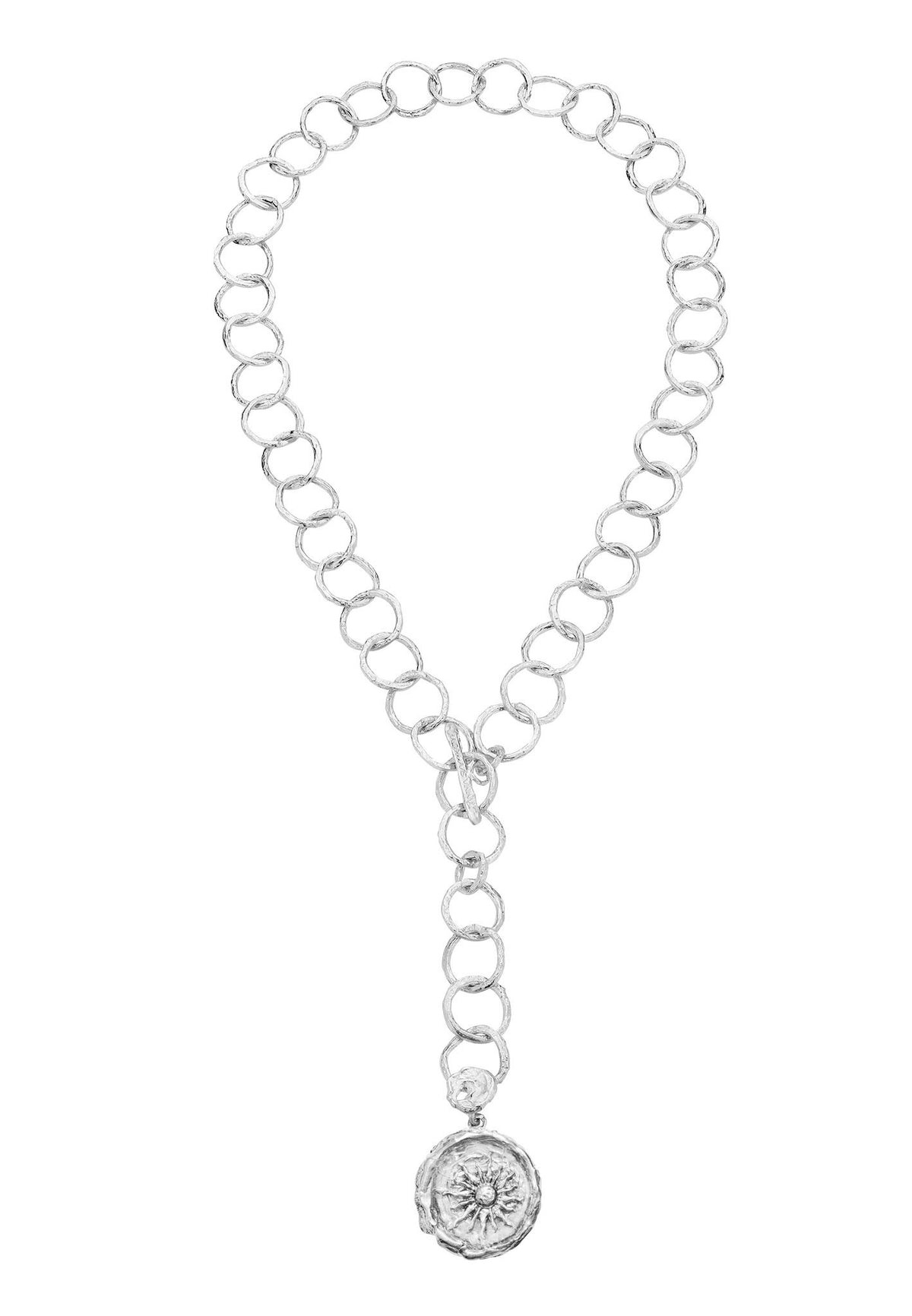 Silver chain with a sun motif