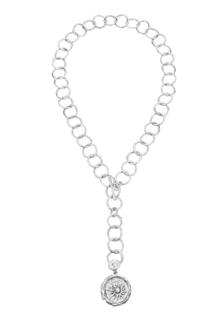 Silver chain with a sun motif