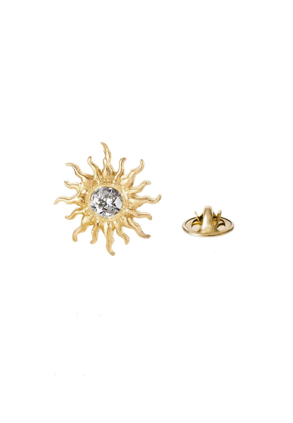 Sun pin with cubic zirconia