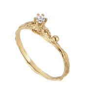 Gold ring 7:28. Yellow gold 585 with a white diamond