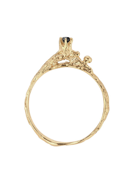 Gold ring 7:28. Yellow gold 585 with black diamond