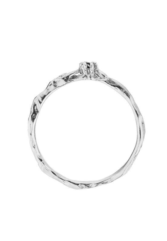 Gold ring 14:03 White gold 585 with black diamond