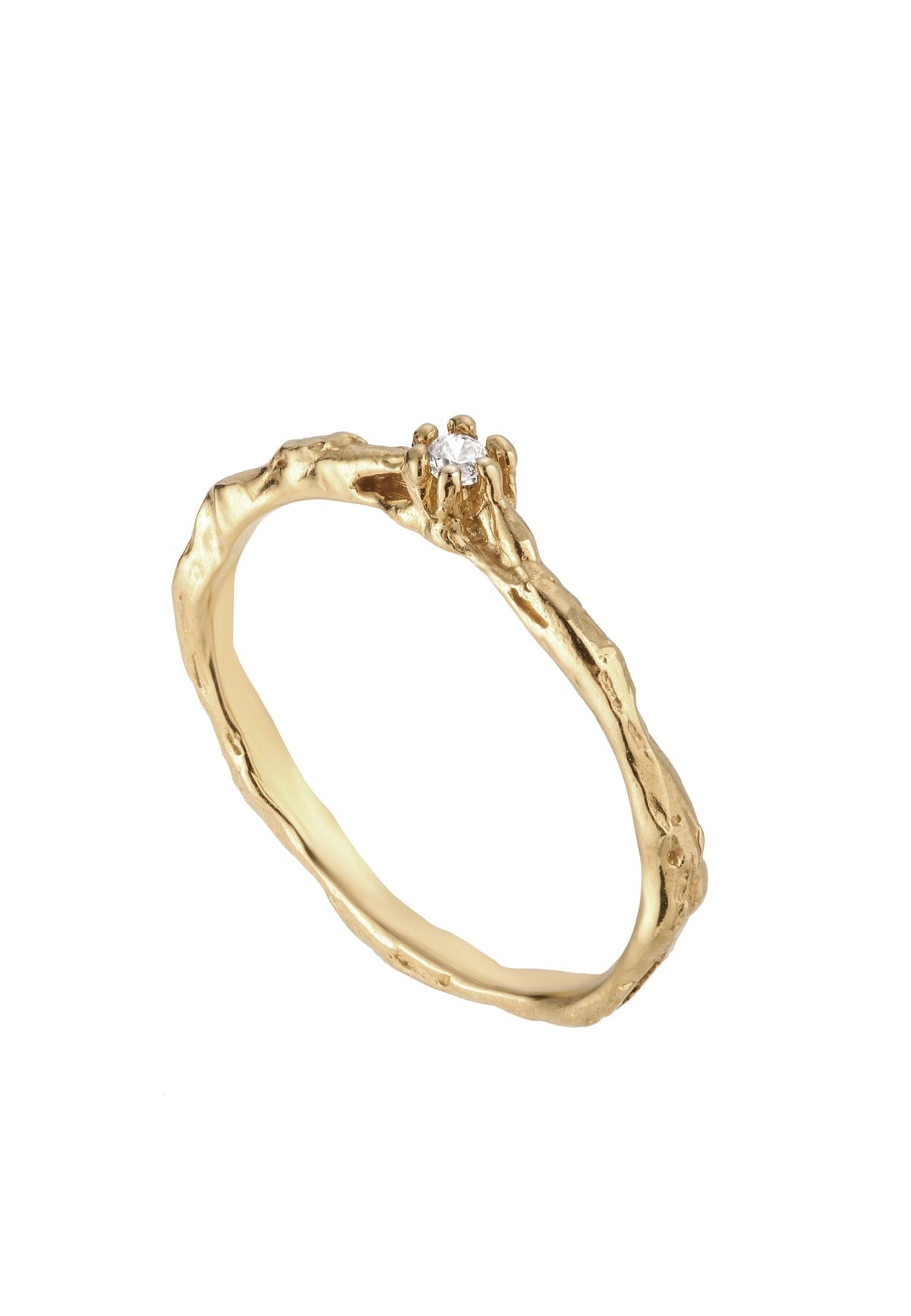 Gold ring 14:03 Yellow gold 585 with white diamond