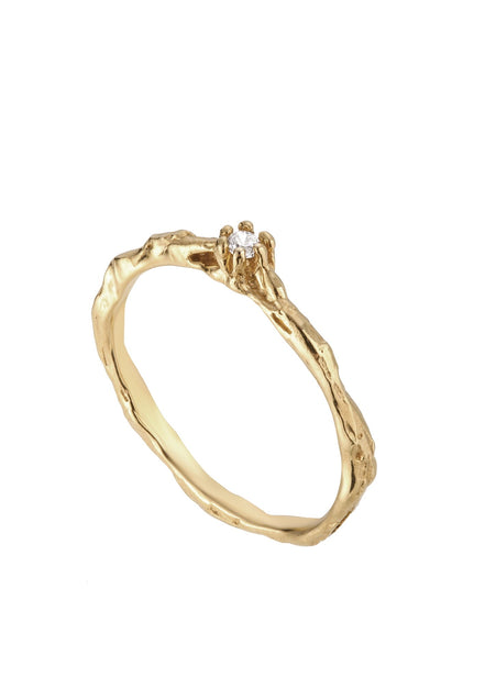 Gold ring 14:03 Yellow gold 585 with white diamond