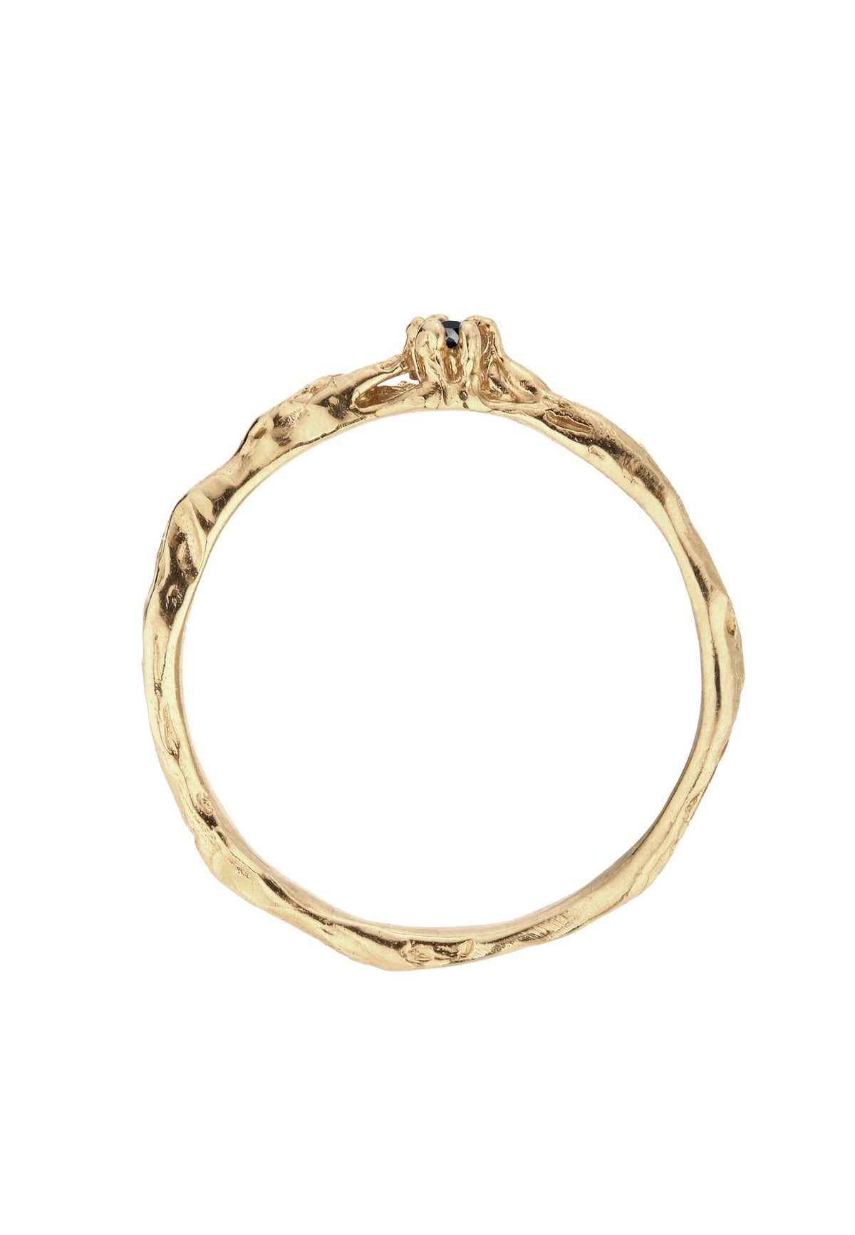 Gold ring 14:03. Yellow gold 585 with a black diamond.