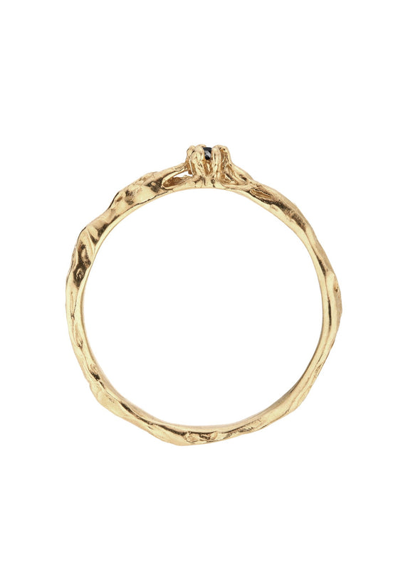 Gold ring 14:03. Yellow gold 585 with a black diamond.