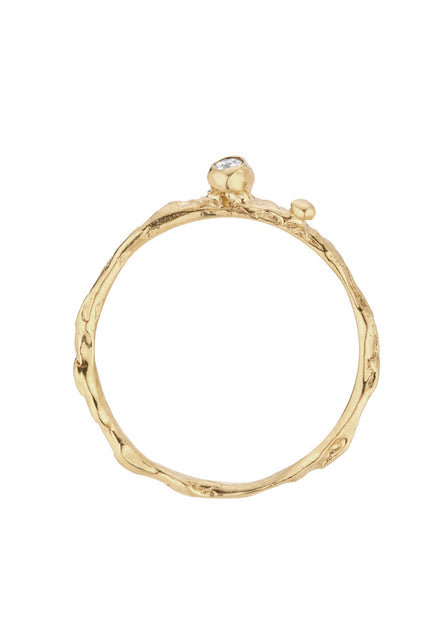 Gold ring 8:18. Yellow gold 585 with a white brilliant.