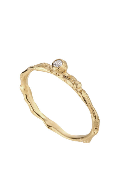 Gold ring 8:18. Yellow gold 585 with a white brilliant.