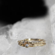 Gold ring 8:18. Yellow gold 585 with a white brilliant.