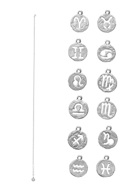 Silver ankle bracelet with your zodiac sign No.2