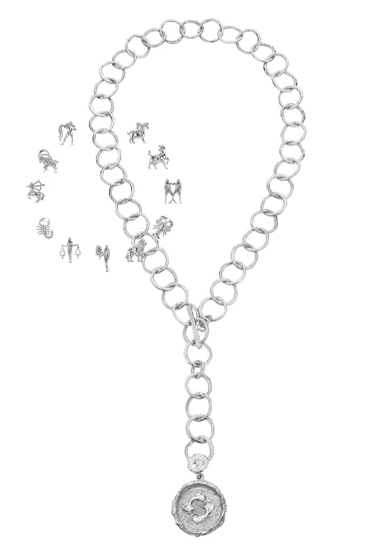 Silver chain necklace with your zodiac sign No.2