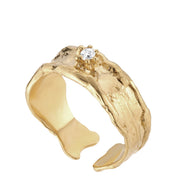 Gold ring 4:13. 585 yellow gold with a white brilliant-cut diamond