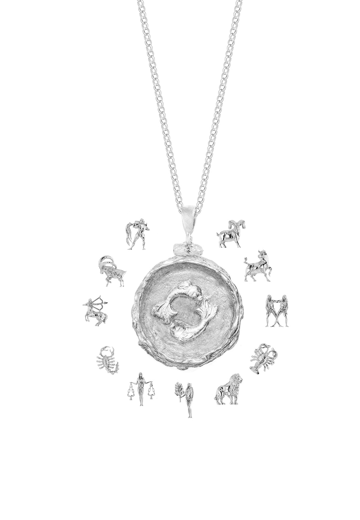 Silver locket necklace with your zodiac sign No.2