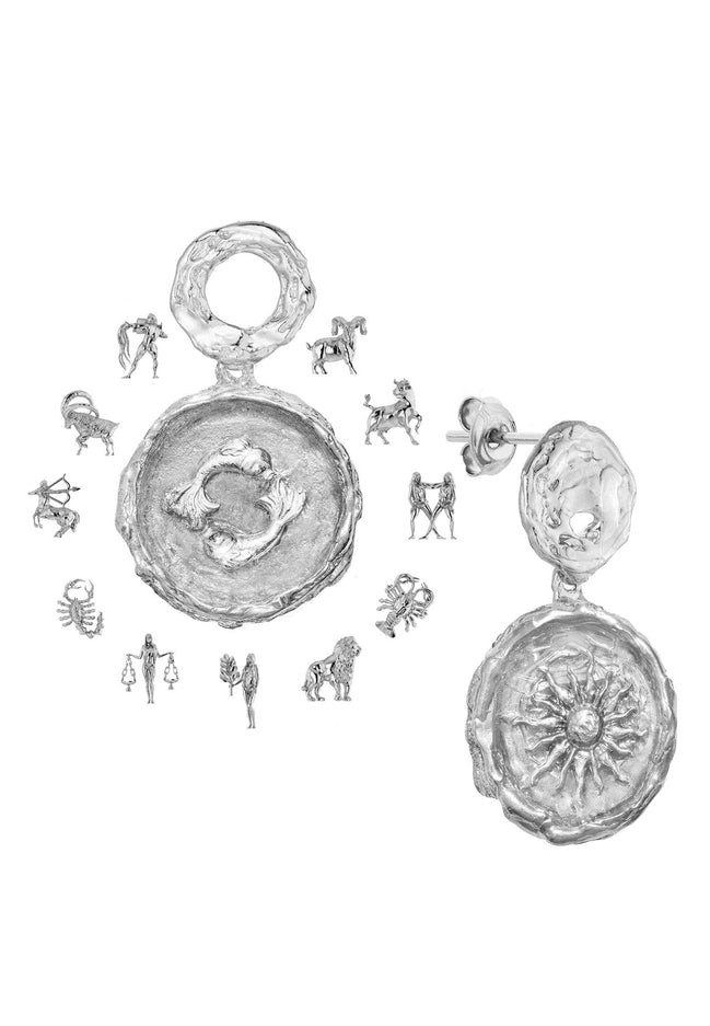 Srebrne kolczyki z Twoim znakiem zodiaku medaliony No.2