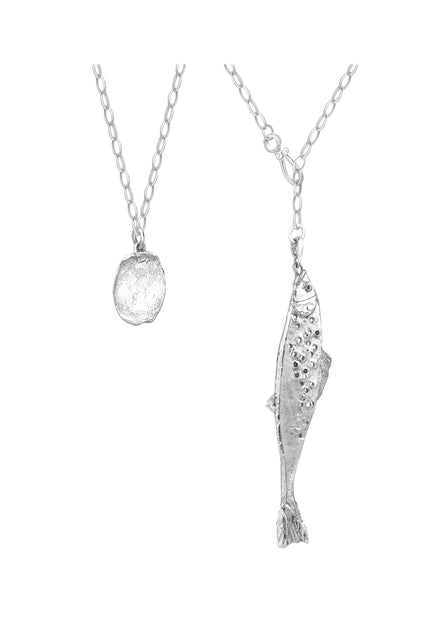 Silver necklace No. 1 Fish spiritual compass