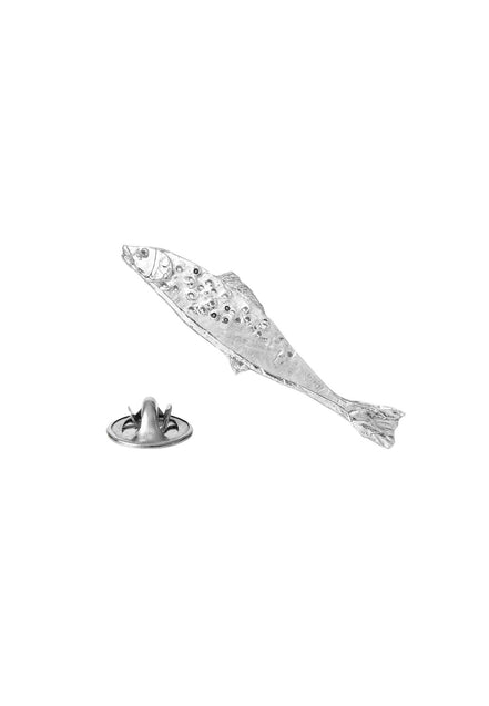 Silver fish-themed pin