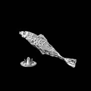 Silver fish-themed pin